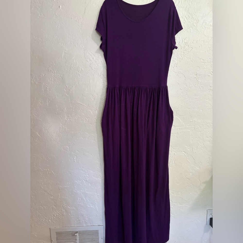 Purple Short Sleeve Maxi Dress - Size M